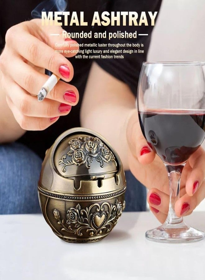 Dratal Round Portable Travel Car Ashtray, Print Design, Great Gift for Home Decoration, Creative Zinc Alloy Ball with Lid and Creative Home Ashtray - Image 3